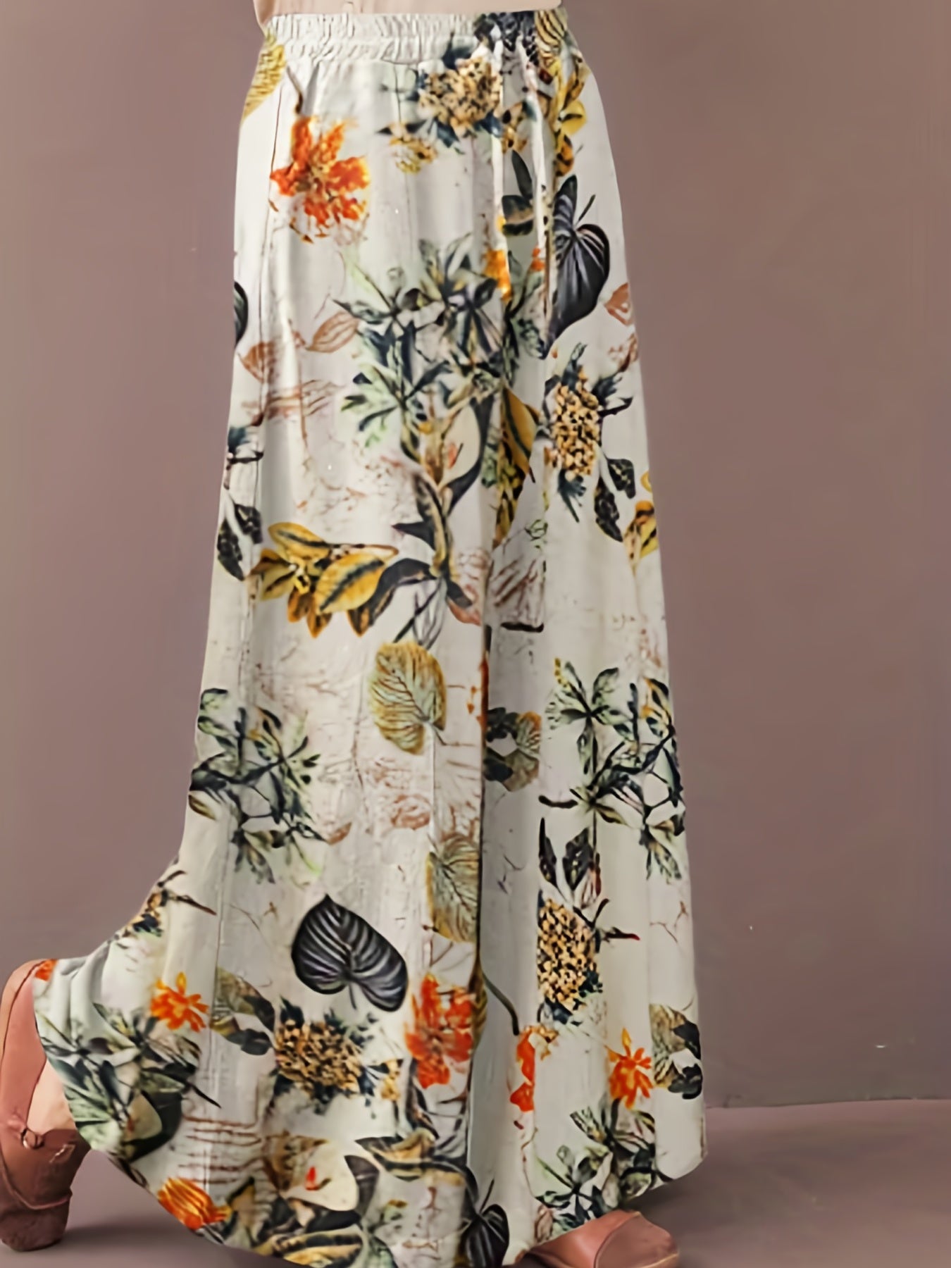  Women's Floral Print Wide Leg Pants