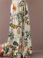  Women's Floral Print Wide Leg Pants