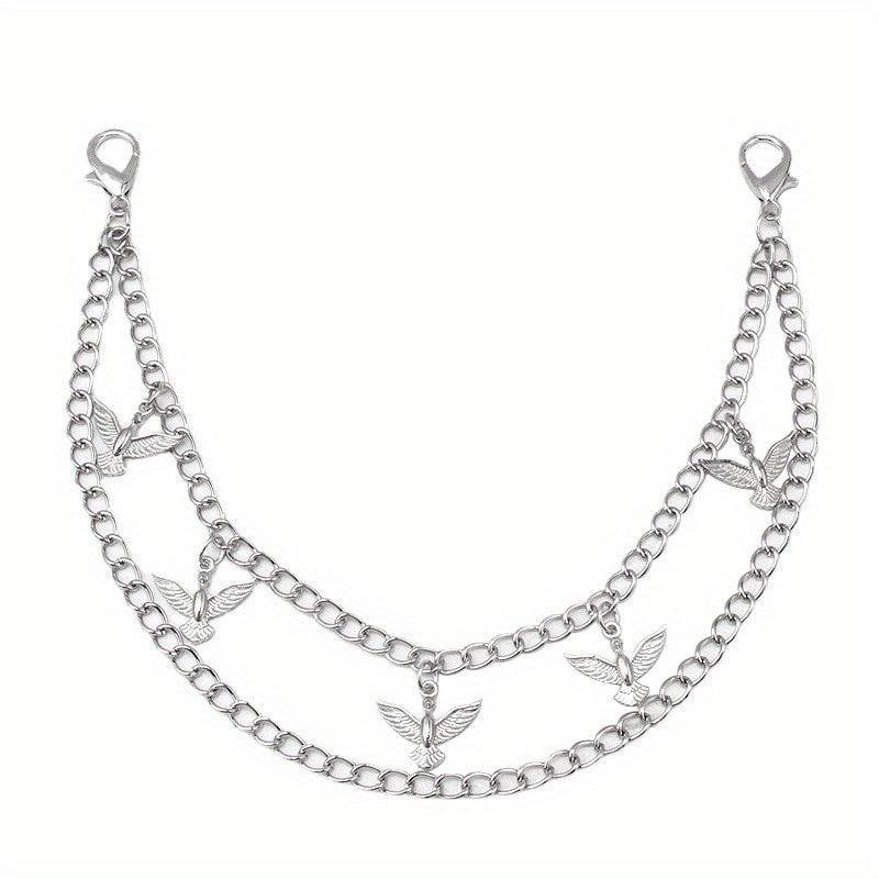 Butterfly Double Chain Street Shot Pants Bag Chain