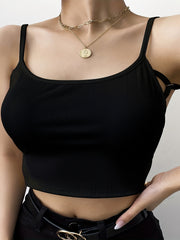  Sexy Ribbed Round Neck Backless Crop Cami Top