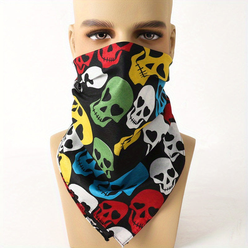 Colorful Skull Print Men's Square Scarf
