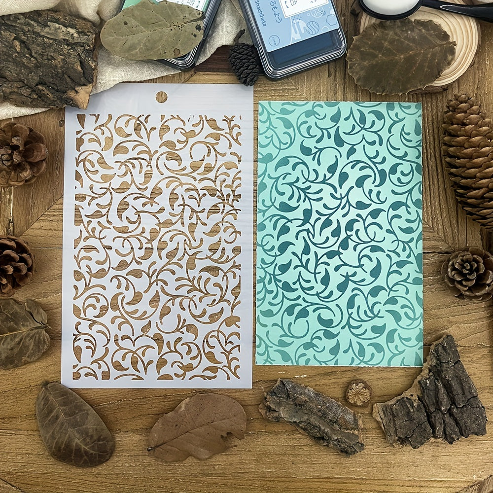 Leaf Background Stencils for DIY Art Painting on Wood, Fabric, Wall - 20x12cm