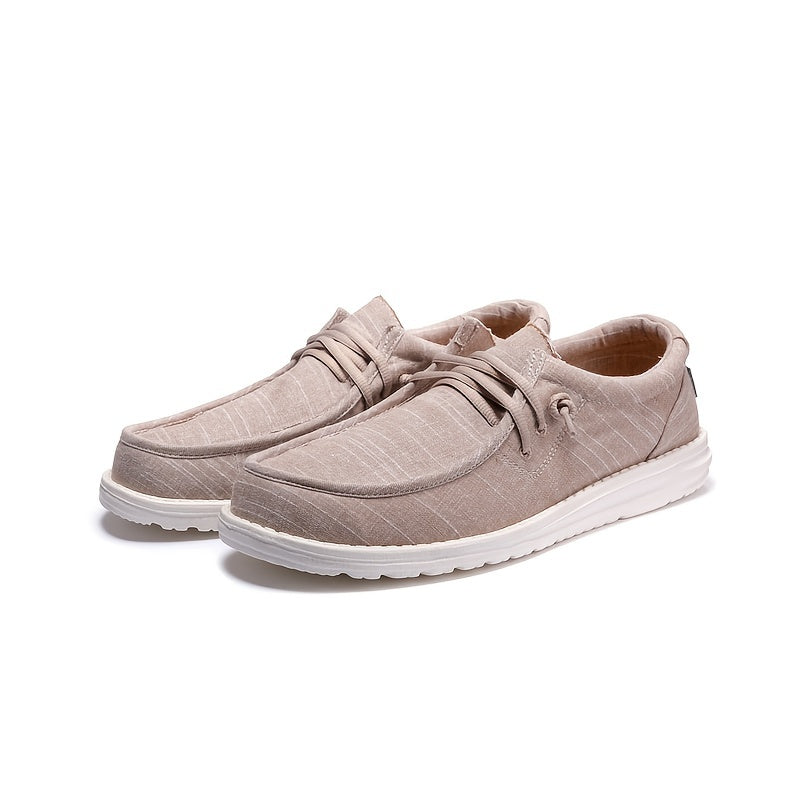 Men's Breathable Canvas Loafer Shoes Lightweight Slip On Boat Shoes