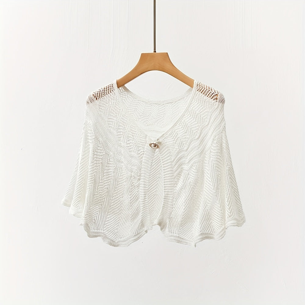 Solid Hollow Shawl Casual Knitting Scarf Inelastic Sunscreen Shawl