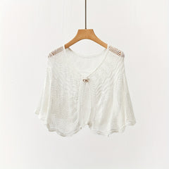 Solid Hollow Shawl Casual Knitting Scarf Inelastic Sunscreen Shawl