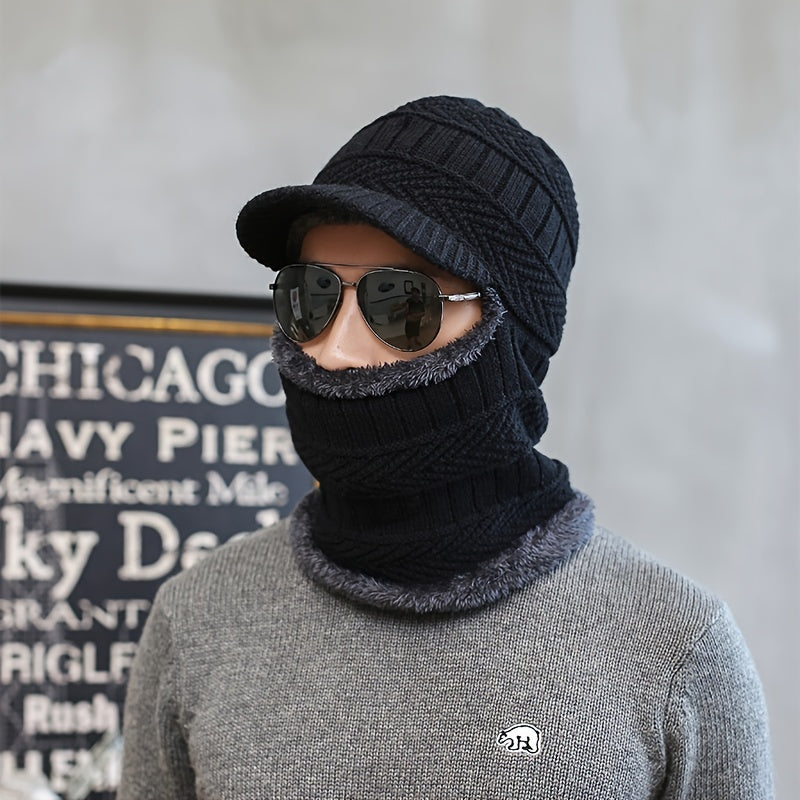 Men's Winter Fleece Beanie Scarf Set