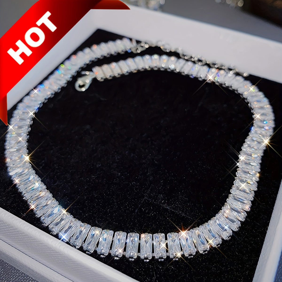 Chunky Tennis Necklace Women's Party Jewelry Gift