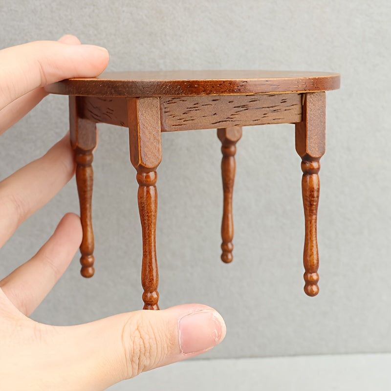 Wooden Table and Chair Set for Dollhouse DIY Accessory 1:12 Scale
