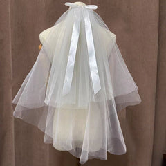 Dreamy Bridal Veil with Bowknot for Wedding Photoshoots