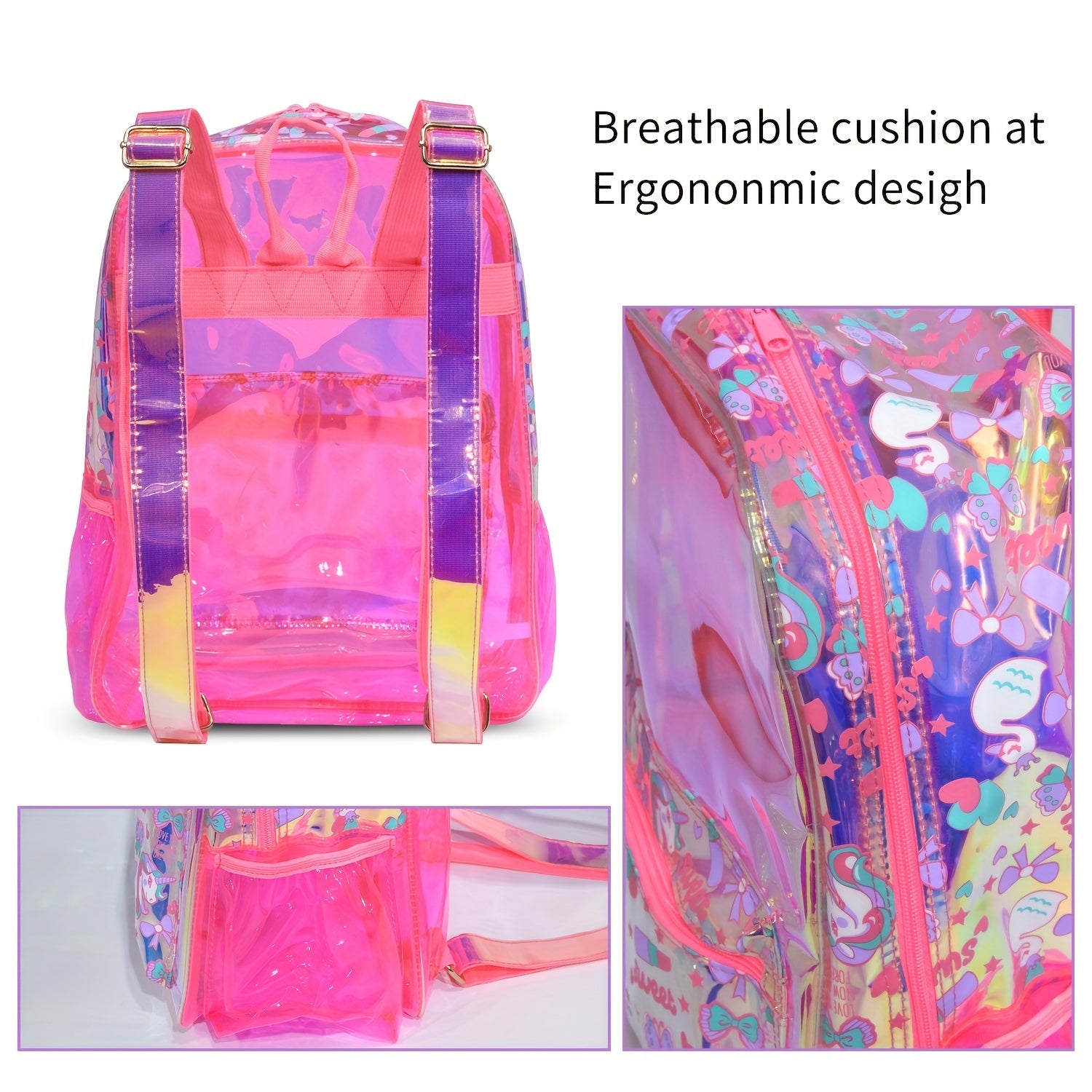 Colorful Transparent Daypack Beach Backpack Kids School