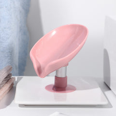 Leaf Shaped Soap Holder with Suction Cup for Bathroom Soap Dishes