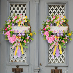 Spring Wood Sign Flower Wreath Christmas Hanging Decorations