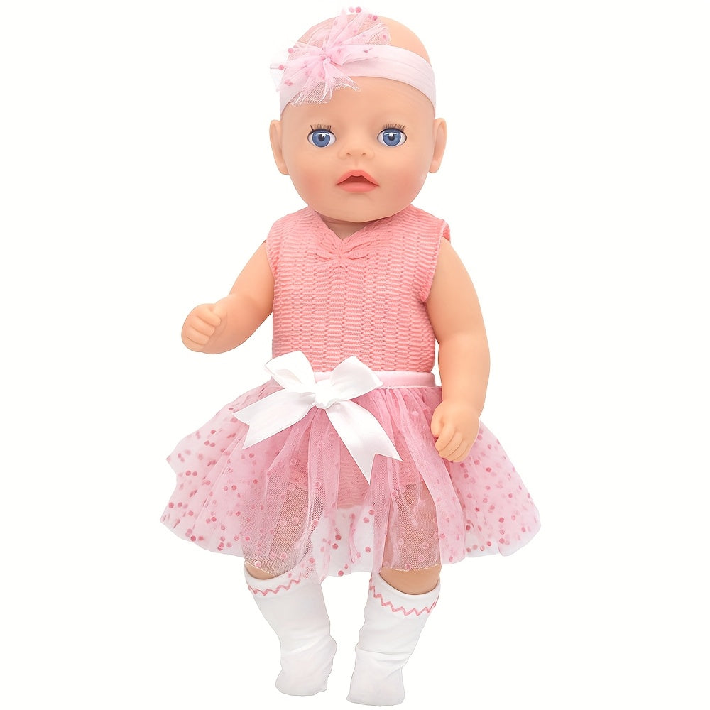 Pink Polka Dot Doll Outfit for 17 inch Dolls