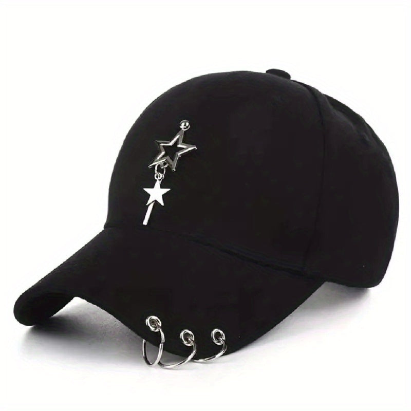 Iron Ring Star Pendant Baseball Cap Unisex Hip Hop Cotton Dad Hats