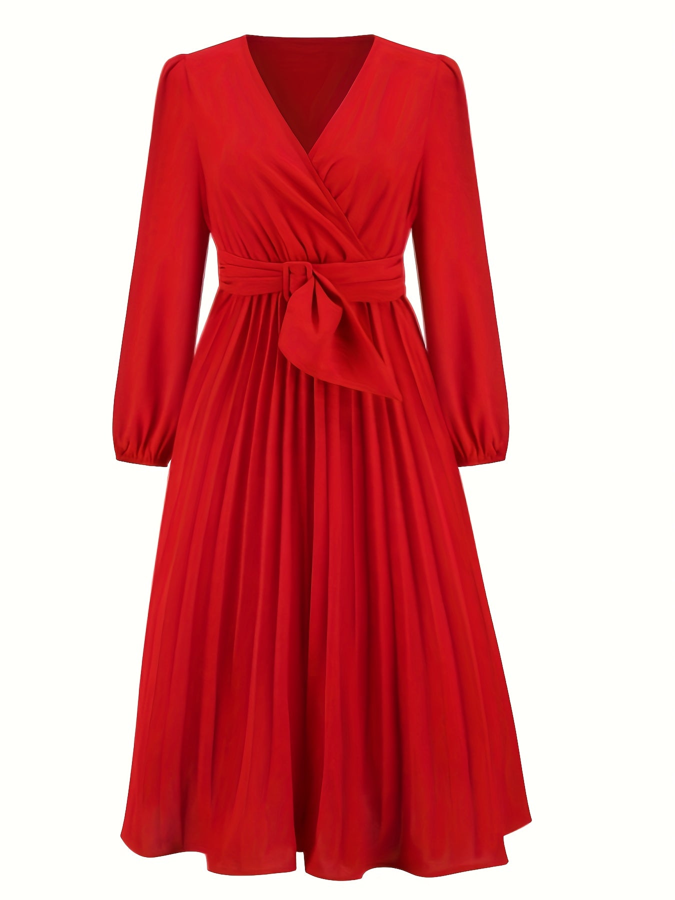  Lantern Sleeve Evening Formal Dress With Belt