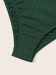  Ribbed One Shoulder One Piece Swimsuit