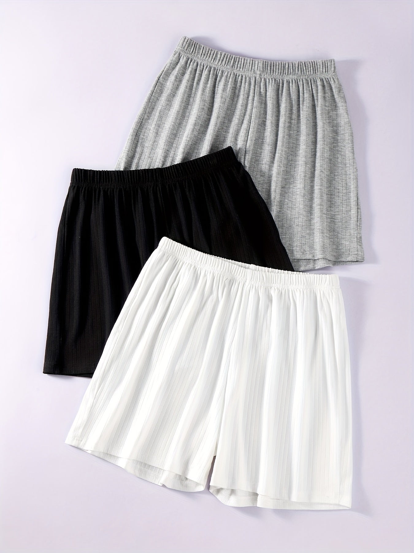 Casual Solid Ribbed Shorts Women's Clothing