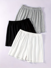 Casual Solid Ribbed Shorts Women's Clothing