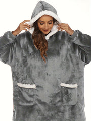  Sherpa Fleece Robe with Pockets, Extra Long Wearable Blanket