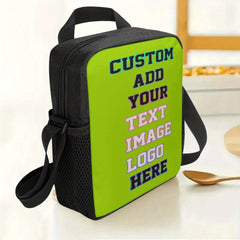 Personalized Neon Green Lunch Bag with Photo & Text Insulated Cooler Tote
