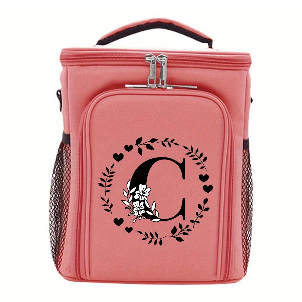 Insulated Lunch Bag with Garland Letters, Large Capacity, Double Deck