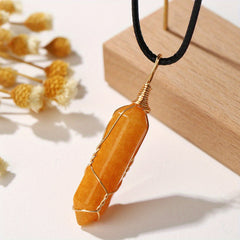 12 Colors Hexagon Pendant Necklace Crystal Lucky Stone Graduation Gift