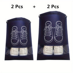 4pcs Travel Shoes Bag Portable Non-woven Storage Bag Drawstring Shoes Bundle Poc