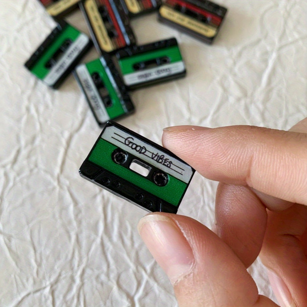 2pcs Mini Retro Cassette Tape Figurines for Dollhouse Decor