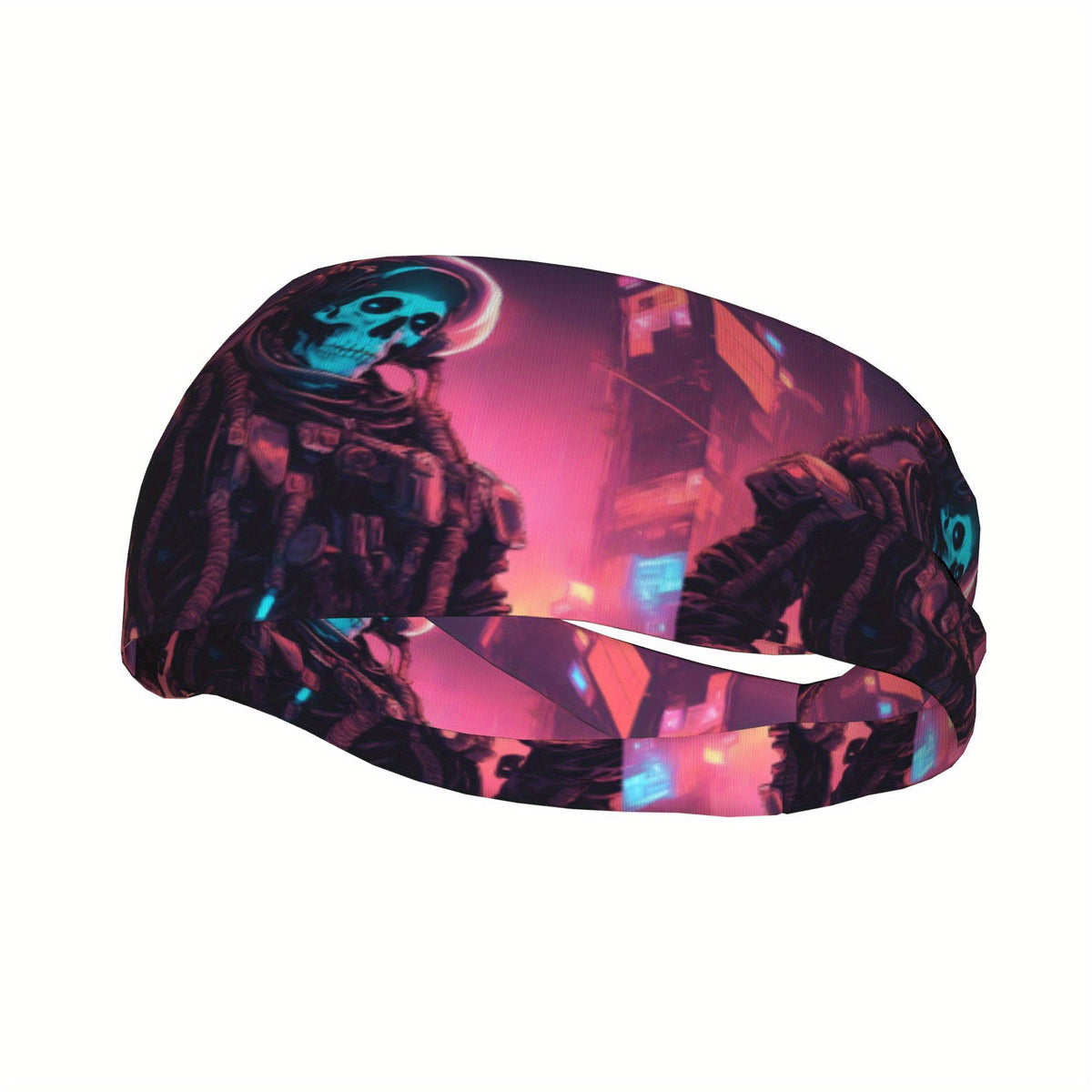 Astronaut Skull Sports Headband Sweat Wicking Stretchy Polyester Cyberpunk