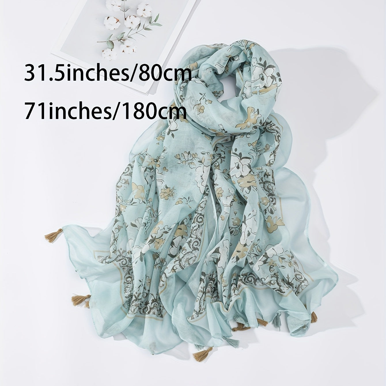 Floral Tassel Scarf Print Breathable Shawl Casual Windproof Headwrap