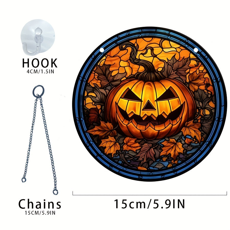 Acrylic Halloween Pumpkin Maple Leaf Stain Window Hanging Wall Decoration