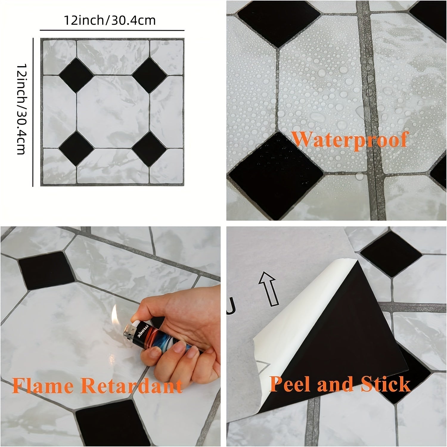 Peel And Stick Flooring Sticker 1-2mm Waterproof Bathroom Kitchen