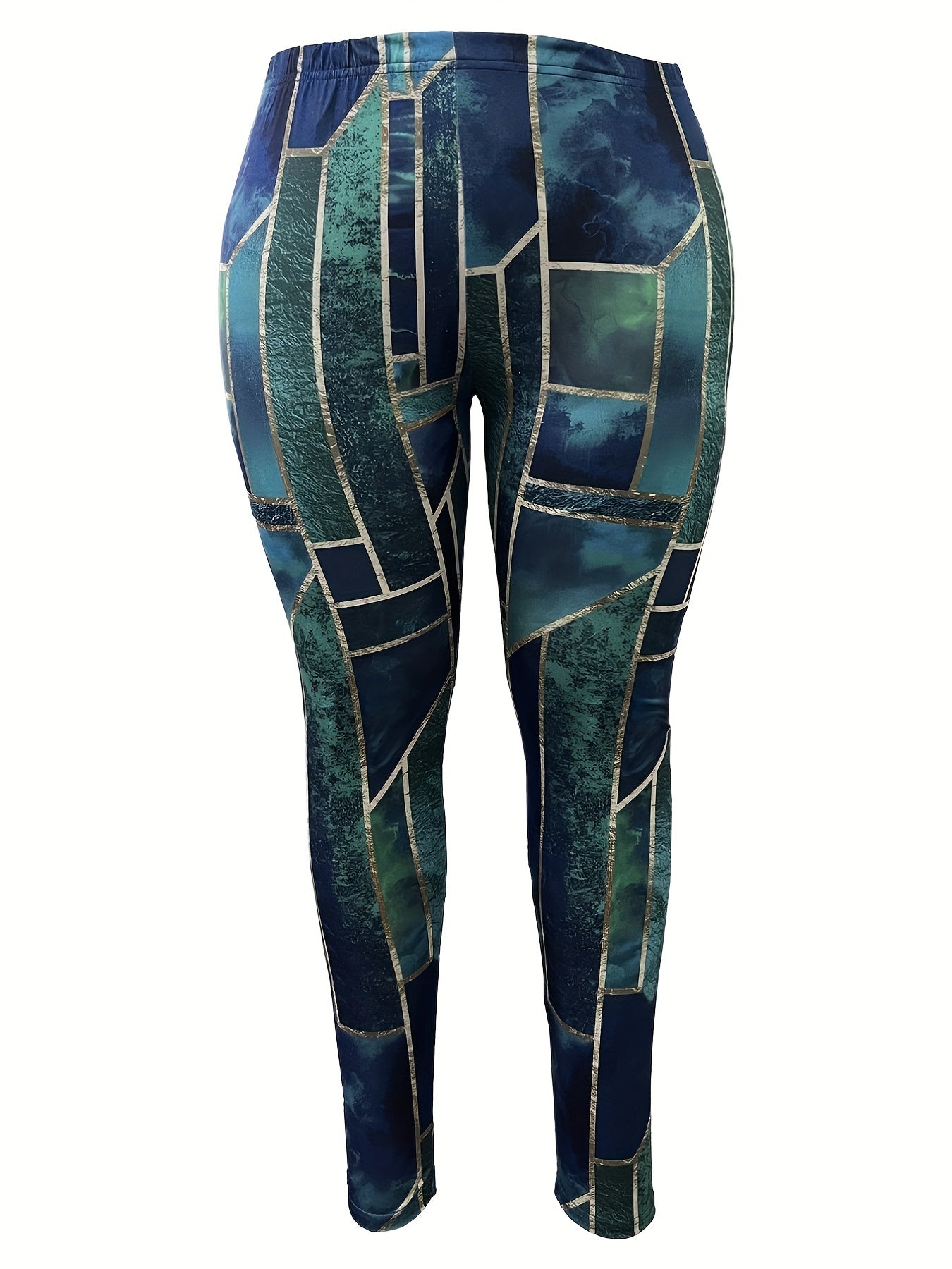  Glitter Geometric Print Stretch Leggings