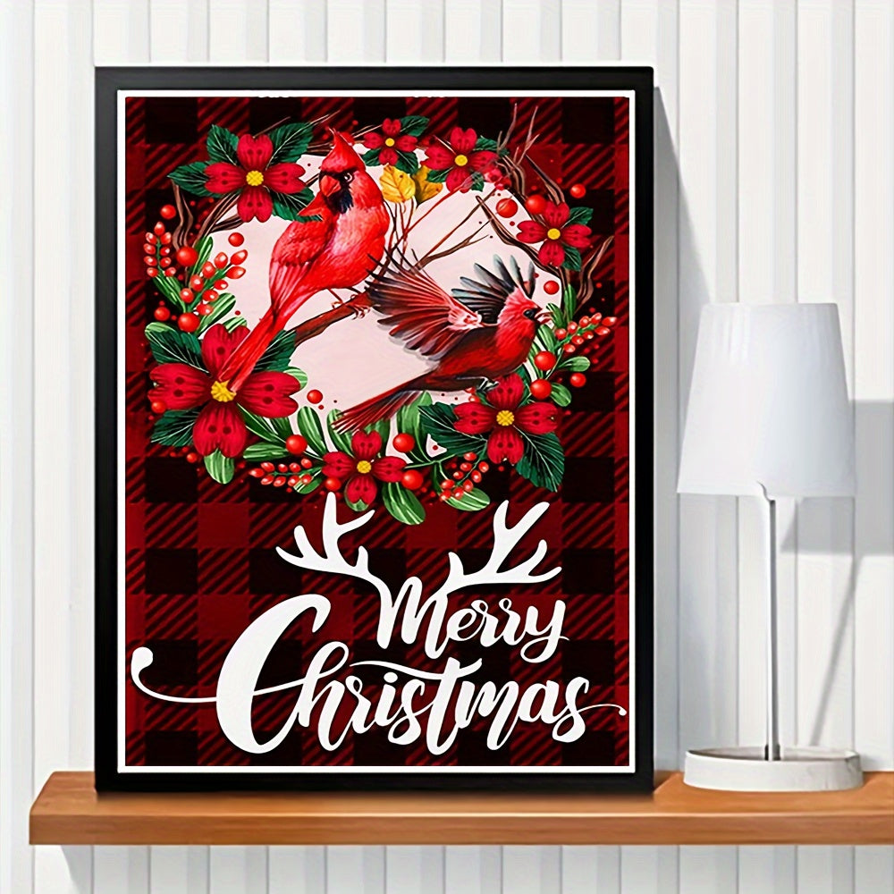 Flower Wreath Red Sparrow Pattern Canvas Painting Poster Print