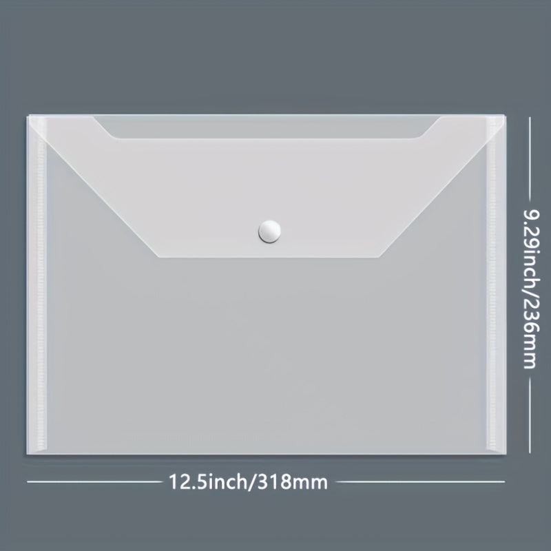 10pcs A4 Transparent Plastic Envelope File Bags for Office Storage