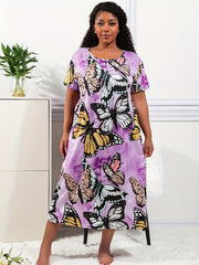  Tie Dye Butterfly Print Loungewear Dress