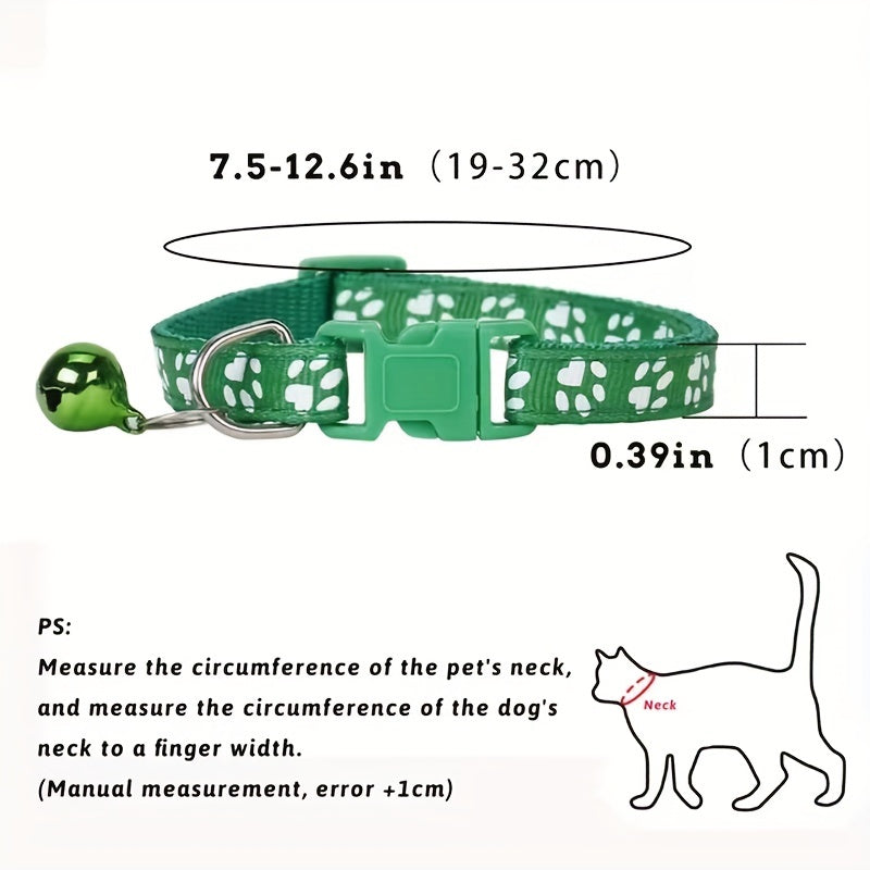 Adjustable Printed Cat Collar with Bell - Quick Release and Safe