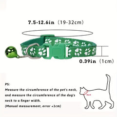 Adjustable Printed Cat Collar with Bell - Quick Release and Safe
