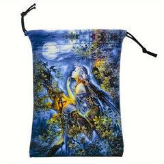 Double Sided Printed Flannel Tarot Oracle Storage Bag Gift Drawstring Bag