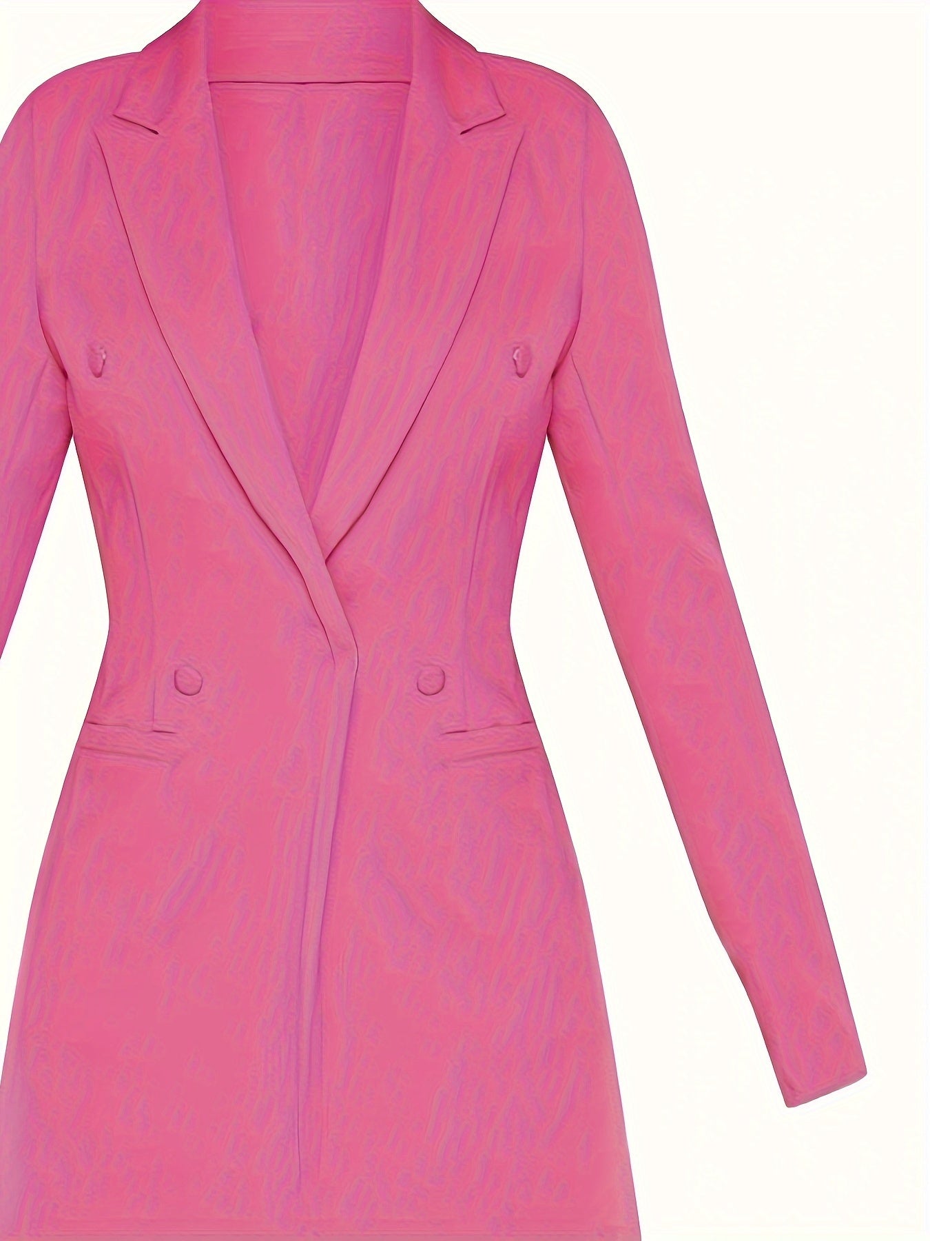  Solid Long Sleeve Blazer Lapel Collar Button Decor