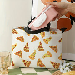 Portable Pizza Printed Lunch Bag Waterproof Insulated Bento Bag