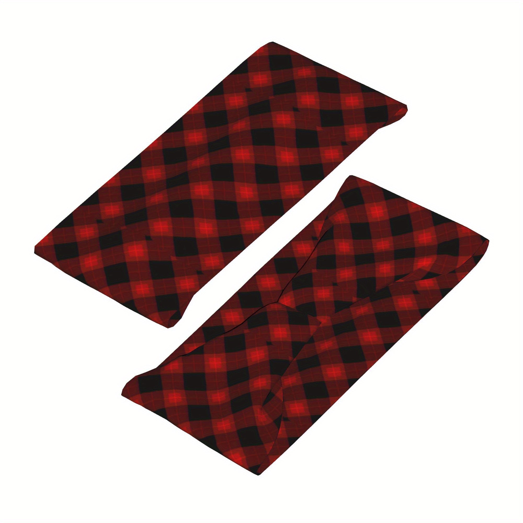 Vintage Plaid Headband Red Checkered Elastic Fit Sports Headwear