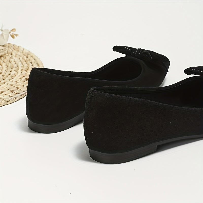 Women's Bowknot Ballet Flats Pointed Toe Slip On Shoes Comfy Walking Flats