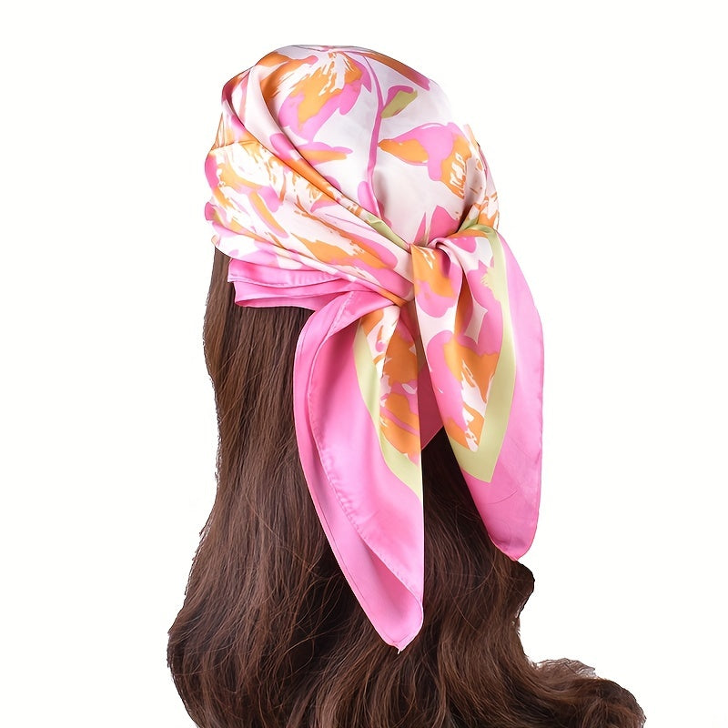 Flower Print Bandana Classic Silk Square Scarf