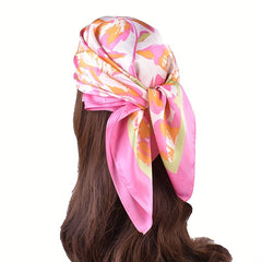 Flower Print Bandana Classic Silk Square Scarf