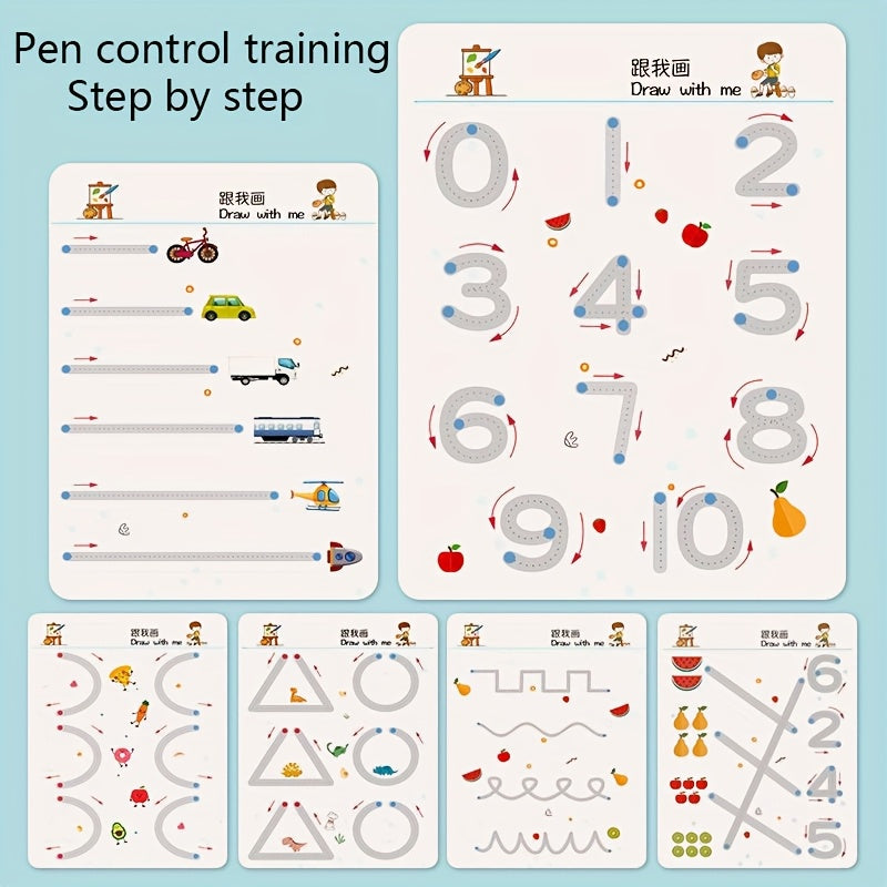Magic Copybook Set for Kids 3-8, Improve Writing Skills, Erasable Pen