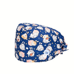 Cartoon Animals Print Nurse Hat Multicolor Scrub Cap