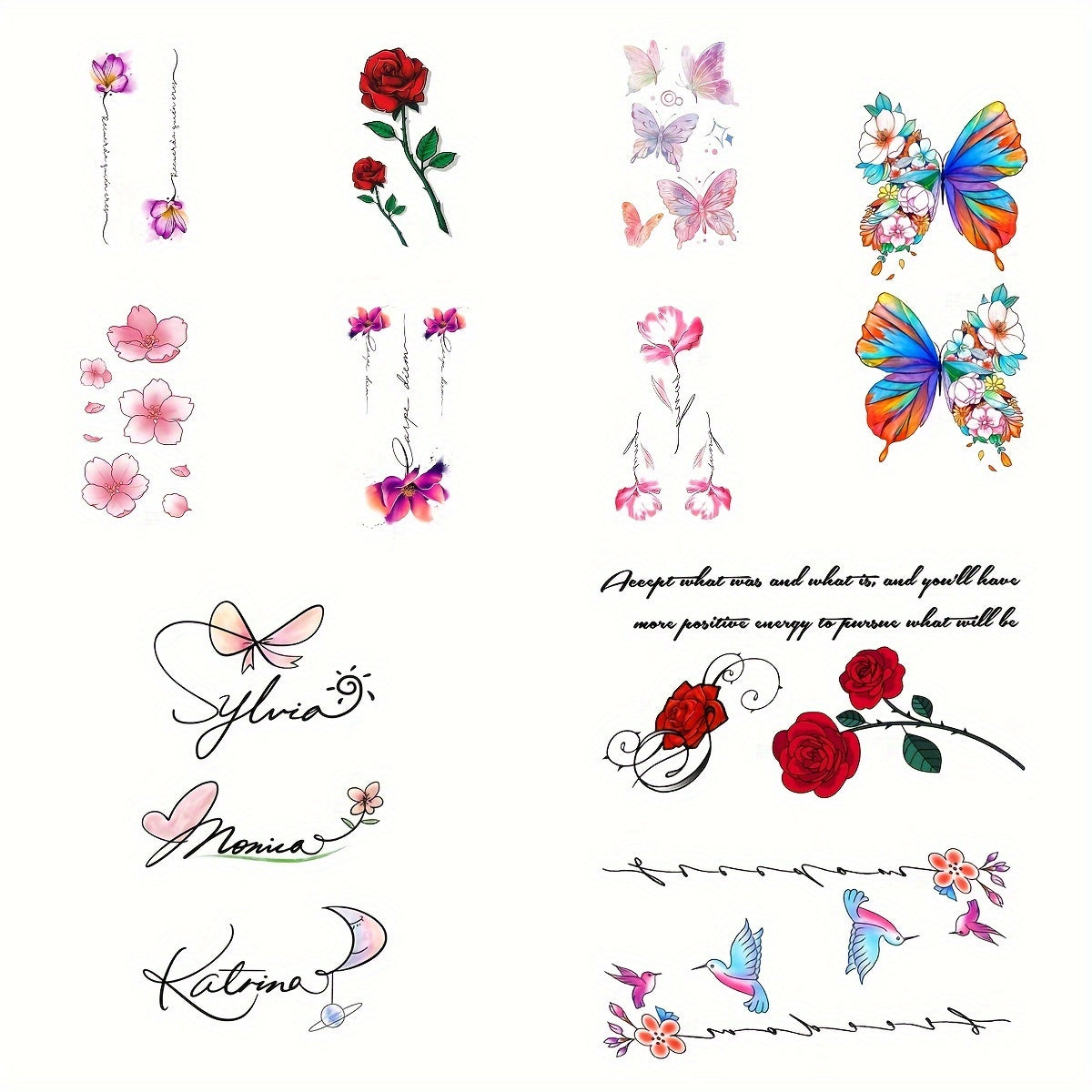 10pcs Waterproof Party Temporary Tattoos - Designs for Shoulders, Legs, Arms