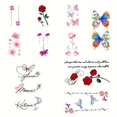10pcs Waterproof Party Temporary Tattoos - Designs for Shoulders, Legs, Arms