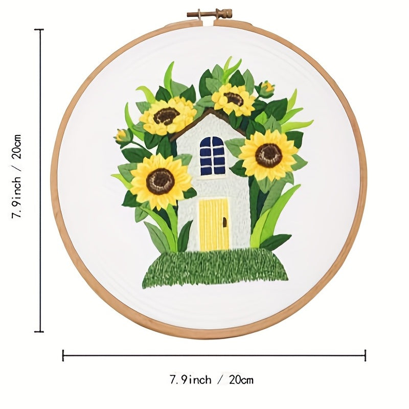 Embroidery Starter Kit Flower Theme Cross Stitch Adults Embroidery Hoop Threads